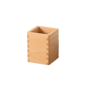 Beech Wood <b>Pen</b> Holder 8x8x10cm Square Office Desk Organizer Storage <b>Box</b> For Stationery - Product Image 1