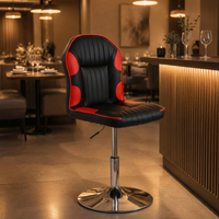 Chaise de bar JOHOOFURNITURE en cuir PU noir et rouge, style racing, avec garniture, hauteur réglable, pour comptoir, vente en gros, usage commercial pour pub