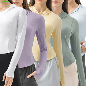 Giacca sportiva con Zip corta gialla a maniche lunghe giacca da Yoga per il tempo libero bianca XL abbigliamento Fitness coltivato UV - Product Image 3