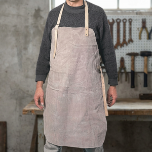 Tablier en cuir de style classique, durable pour une utilisation quotidienne en cuisine, avec poches - Product Image 4