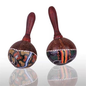 Maraca en Coque de Noix de Coco Professionnel, Instrument de Percussion à Main, Balle de Sable Rythmique, Matériau Écologique en Bois Peint, pour Accompagnement Musical Folklorique - Product Image 4