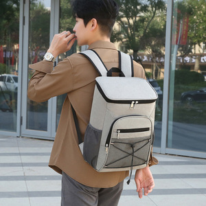Insulated Cooler <b>Backpack</b> <b>Large</b> Capacity For Wine Picnic Camping Outdoor Travel Water Resistant Oxford Cloth Gray Blue Orange - Product Image 2