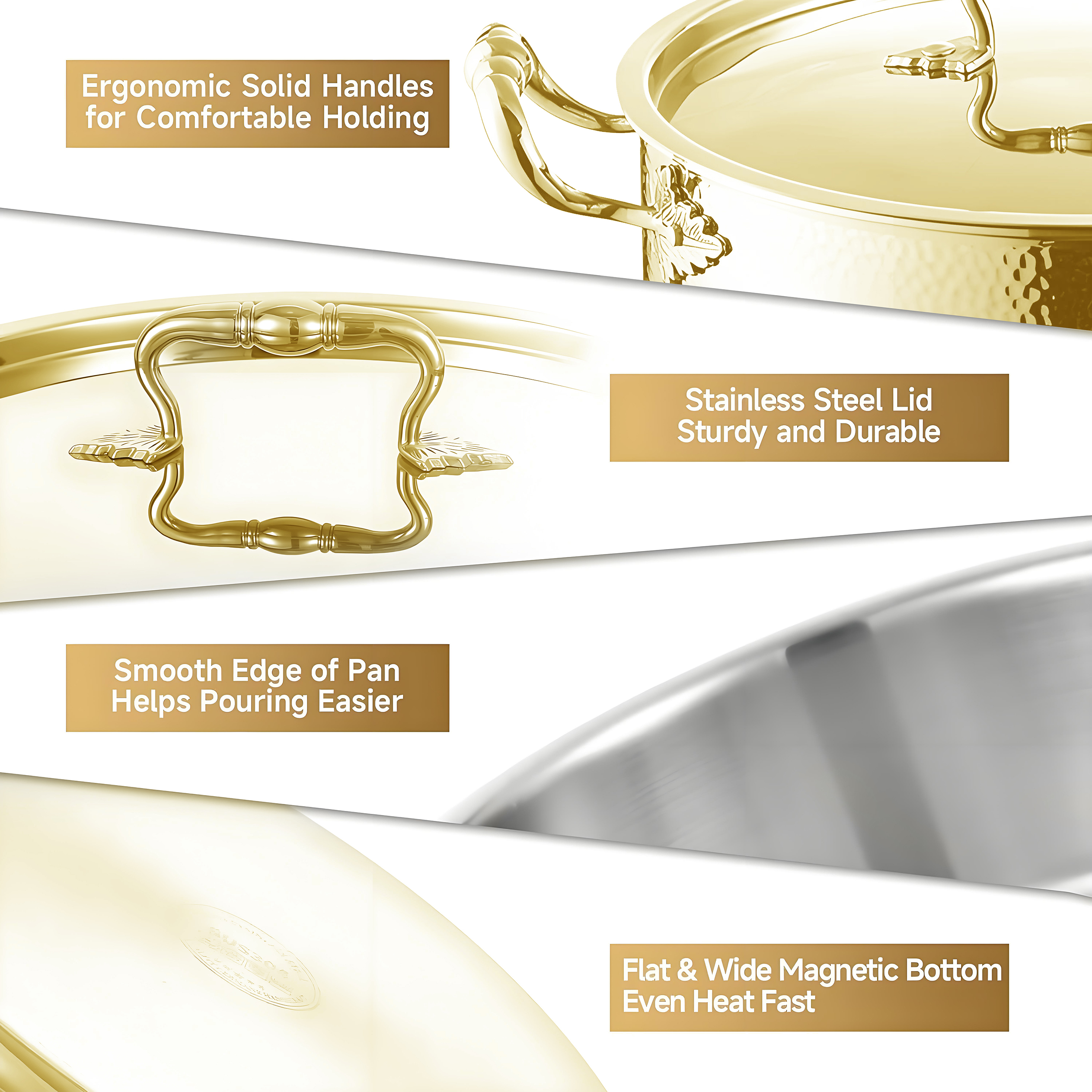 YIYIAN Modern Kitchenware Luxury Stainless Steel 304 Hot Pot 3 Layers Steel Cooking Pot Kitchen Cookware Set with Metal Lid · image 6
