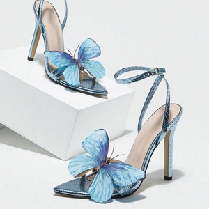 Sandalias de Tacón de Aguja 3D con Punta en Pico para Mujer al por Mayor - Zapatos de Tacón Alto Elegantes para Dama en Color Azul - Product Image 4