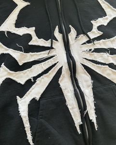 Venta caliente hombro caído cremallera en blanco bordado personalizado parche logotipo algodón sudadera Unisex pulóver cremallera Sudadera con capucha - Product Image 5