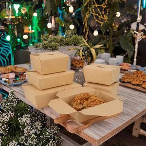 กล่องบรรจุภัณฑ์อาหารแบบใช้แล้วทิ้ง ทำจากกระดาษคราฟท์เคลือบพลาสติก 300 แกรม สำหรับใส่เคบับ  พร้อมโลโก้แบบกำหนดเอง เคลือบเงา/ด้าน - Product Image 6