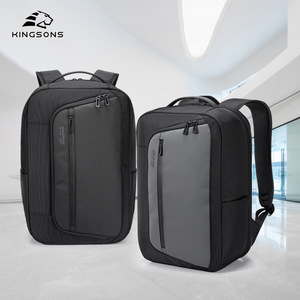 Kingsons Laptop <b>Backpack</b> <b>Black</b> Gray Large Capacity Business Travel Men's Shoulder Bag Solid Color Summer 2026 - Product Image 1