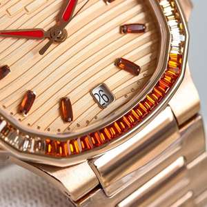 Reloj de Moissanita y Cristal de Colores Personalizado OEM y ODM, Correa de Acero Inoxidable, Cal.324, Movimiento Mecánico Automático de Fábrica Dandong - Product Image 2