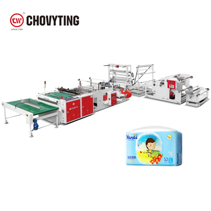 CE Approved HDPE LDPE Plastic Folded Draw Tape Pampers Diaper Bag Making Machine