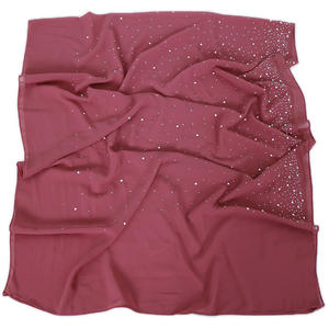 Syal panjang laris warna tunggal penjualan laris 2024 syal jilbab sifon mutiara berlian perhiasan mode kualitas tinggi untuk wanita - Product Image 2