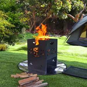 Firepit de diseño de fiesta al aire libre para Carnaval de Halloween, cuenco de acero al carbono para jardín, Hoyo cuadrado plegable para leña