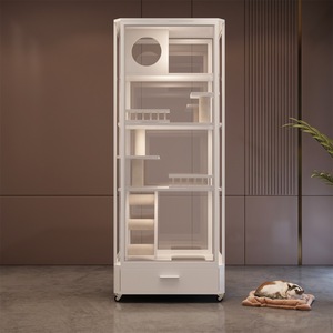 Villa panoramica in vetro per gatti, gabbia per gatti domestici, lettiera per gatti integrata, casetta per gatti di lusso al coperto, letto per gatti - Product Image 5