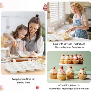 MUYULINS factory 12-cup <b>pan</b>, metal reinforced frame, regular size, with <b>handle</b>, non-stick silicone cake mold - Product Image 6