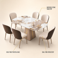 Ensemble Table à Manger Extensible Ronde de Luxe Moderne avec Plateau en Marbre et Chaises 4 6 8 Places pour Maison Salon Meubles Designs