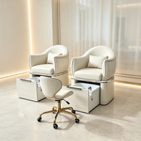 Fauteuil de pédicure de luxe en gros avec bac à pédicure extractible, design de baignoire, fauteuil de massage pour les pieds avec robinet, inclinable, pour salon, OEM