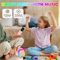 K12 Mini Karaoke Machine 2 Mic Draadloze Microfoon LED Licht Subwoofer Speaker voor Persoonlijk Gebruik op de Computer of Zingen