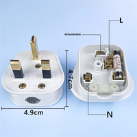 Prise murale amovible pour appareils électriques britanniques, 3 broches, 13A 250V, avec cordon d'alimentation, fusible et connecteur adaptateur