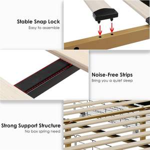 โครงเตียงหุ้มด้วยลิ้นชักเก็บของ4อันและกระดุมทำมือหัวเตียงกำมะหยี่ขนาดใหญ่พร้อมไม้ระแนง - Product Image 3