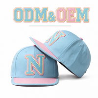 Casquette Snapback Décontractée Style Collège à Visière Plate Bicolore 6 Panneaux Personnalisée avec Double Bordure et Broderie du Logo Lettre N – Vente en Gros