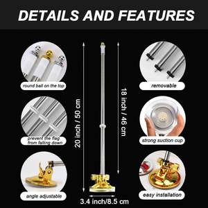 Drapeau de voiture personnalisé avec ventouse, support de drapeau à ventouse personnalisé pour voiture, SUV, camion, bateau et véhicule Bagetu - Product Image 3