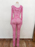 Ensemble 2 pièces pour femmes, imprimé léopard Y2K, haut court à manches longues zippé, pantalon évasé, tenue assortie streetwear, logo personnalisé, vente en gros