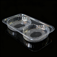 Boîtes à donuts mochi jetables transparentes en plastique, contenants alimentaires pour desserts et gâteaux, divisées en deux petits compartiments