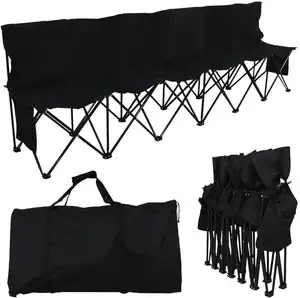 Wholesale OEM 6 Person 4 6 Seats Steel Frame Oxford High Back Outdoor Folding Camping Chair Portable Soccer Sports Bench Lounge