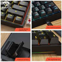 LEAVEN K620 60% 61 Keys Blue Switch Custom Keycap Mini USB Wired Gaming Fashion RGB Backlit Optical Mechanical New Keyboard