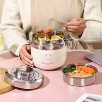 Pot et seau isolés sous vide double couche en acier inoxydable 304 de grande capacité Boîte à lunch isolée pour adultes et étudiants avec couvercle en PP