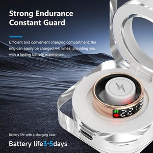 Màn hình hiển thị thiết bị theo dõi sức khỏe thông minh dạng nhẫn, chức năng theo dõi thể thao và sức khỏe, kết nối Bluetooth, chống nước IP68, điều khiển bằng ứng dụng, dành cho nam và nữ - Product Image 6