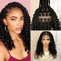 Perruque tressée style européen et américain, très vendue, cheveux synthétiques à crochet en dentelle complète pour femmes