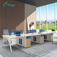Escritorio de Oficina Modular de Lujo Moderno para 6 Personas, Mesa para Personal con Estructura de Acero y Cajones