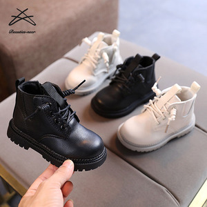 时尚秋冬儿童PU皮革休闲靴纯色婴儿英式男童女童踝靴短靴 - Product Image 1