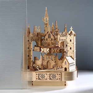 Rompecabezas de Madera 3D, Castillo Mágico, Modelo de Ensamblaje, Juguete Educativo para Bebés y Niños Pequeños, Bloques de Construcción Hechos a Mano, Musical - Product Image 2