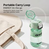 Bouteille d'eau en PC de 540 ml avec paille, couvercle rabattable, anti-fuite, portable, pour étudiants, sport, gym, camping en plein air