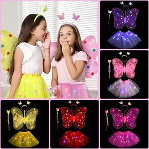 Conjunto de Disfraz de Princesa Hada Brillante con Alas de Mariposa, Varita y Diadema, Disfraz de Cosplay para Niñas, Fiesta de Baile, Espectáculo Infantil - Product Image 2