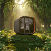 Desain Modern Sauna Kayu Tunggal untuk Satu Orang, Ruang Uap Basah yang Nyaman dari Kayu Cedar Kanada/Carbonized Spruce, Sauna Pribadi Luar Ruangan Elektrik