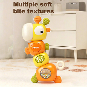Jouet musical interactif girafe pour bébés, hochet <span class=keywords><strong>de</strong></span> dentition avec textures douces, jouet sensoriel lumineux pour le développement - Product Image 3