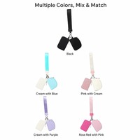 Set Dompet Koin Gantungan Kunci Gelang 2 Buah Dompet Tempat Kartu Mini Kulit PU Hadiah Ritsleting Kantong Gantungan Kunci Lucu Warna Ganda Wanita