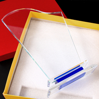 Nouvelle forme créative Base bleue Plaque en cristal Souvenir cadeau concours gagnant prix personnalisé pas cher Plaque en cristal et trophée