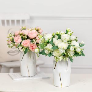 <span class=keywords><strong>Fiori</strong></span> Artificiali, 2 Mazzi <span class=keywords><strong>di</strong></span> Peonie Bianche Glitterate Fatte a Mano in Seta e Plastica, Bouquet Moderni per Matrimoni, Feste e Centrotavola - Product Image 6