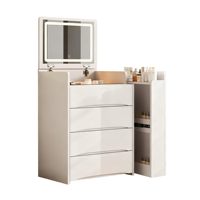 Coiffeuse moderne 3-en-1 avec miroir rabattable, éclairage et rangement, et LED réglable