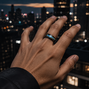 Anillo de Compromiso y Eternidad JLM al por Mayor, OEM, de Acero Inoxidable Negro, Diseño Noche Estrellada, para Hombre y Mujer, Ajuste Cómodo, Joyería Artística - Product Image 5