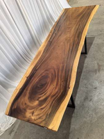 Plateau de table en bois massif de qualité supérieure, sur mesure, en bois de Raintree avec bord naturel, pour bureaux et meubles de salle à manger