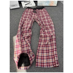 <span class=keywords><strong>Pantalon</strong></span> pour <span class=keywords><strong>homme</strong></span>, style rétro américain, à carreaux rouges, plissé, bicolore, coupe droite avec ourlet légèrement évasé - Product Image 1