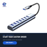 LUNGKAY Hub USB 3.2 Gen1 7 ports en alliage d'aluminium, répartiteur OEM ODM, logo personnalisé, vente en gros, approvisionnement en vrac pour ordinateur portable, PC de bureau