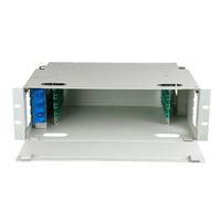 Rak Distribusi Serat Optik Indoor 2U 24 Port Kosong, Panel Patch Serat Optik 19 Inch untuk Rak dengan Baki Sambungan Serat