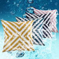 Housse de coussin décorative en polyester imperméable à imprimé numérique géométrique pour extérieur, jardin, patio, balcon, série NLS