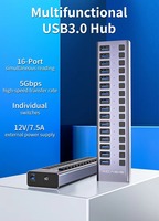 Hub USB 3.2 Gen2 10 Gbps Type C 17-en-1 HB16Max, 17 ports, répartiteur USB avec alimentation CC PD30W pour plusieurs appareils, en stock