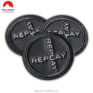 Custom 3D TPU Embossed Leather Patches Debossed Black Logo Garment Leather Labels for Clothing